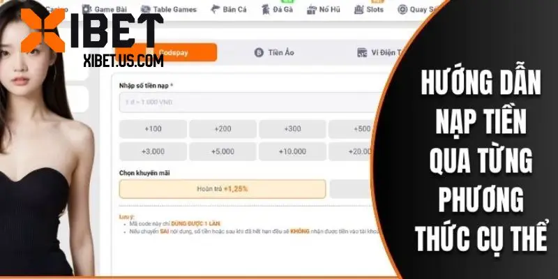 Hướng dẫn các bước nạp tiền tại nhà cái